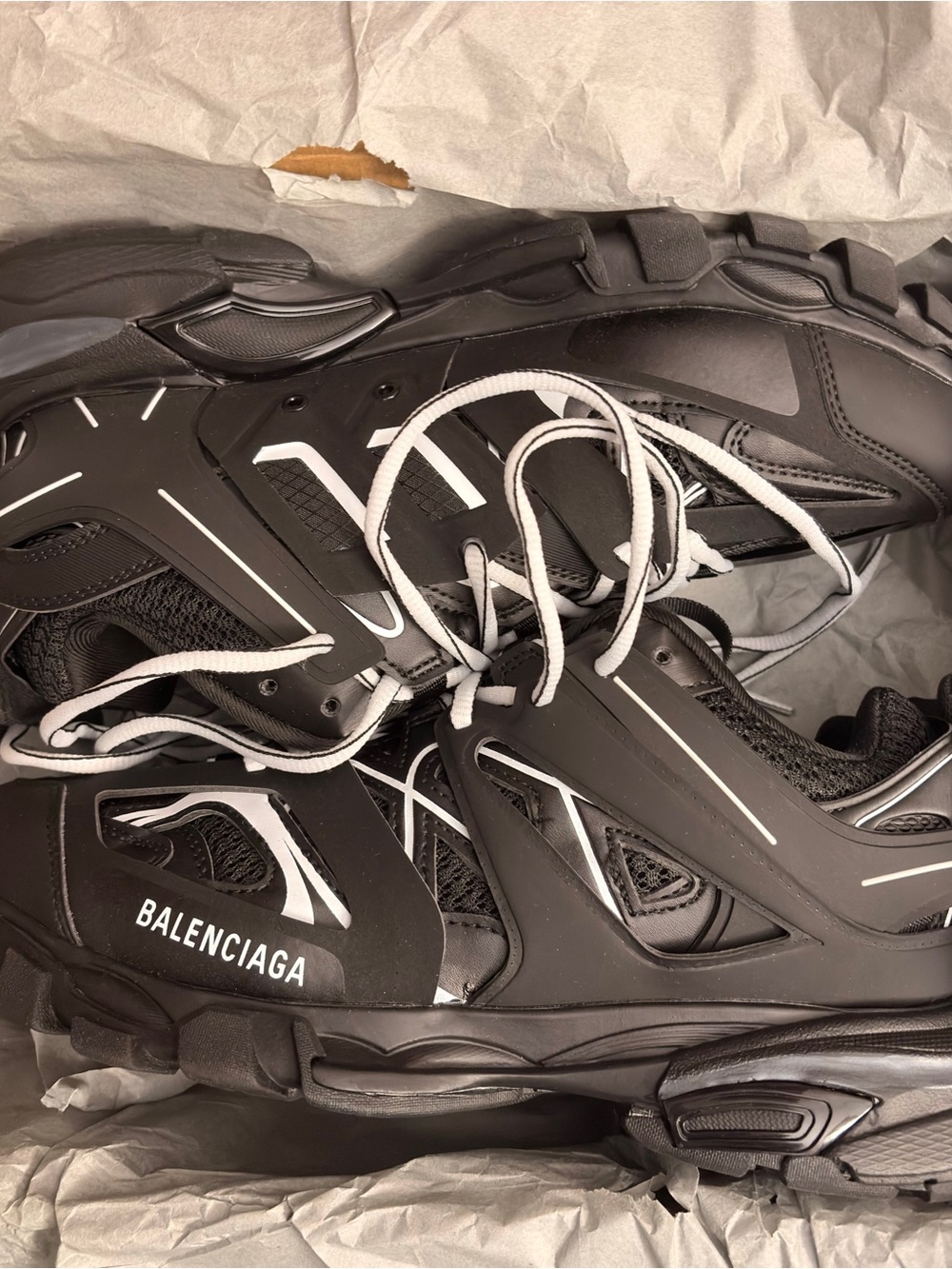 Balenciaga Black and White Track Runner Sneakers
